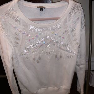 Express off-white sweater beaded embellished warm